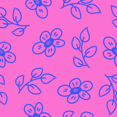 Fototapeta na wymiar Modern abstract flower pattern design. Hand drawn vector floral design illustration. Trendy organic seamless pattern