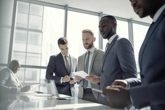 business businessman office mature meeting man portrait group teamwork, created using generative AI technology 