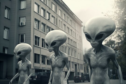 Aliens in a city. Generate Ai