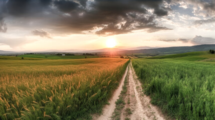 A rural Italian landscape, full of beauty and summer energy, was created through generative ai. - generative ai\n