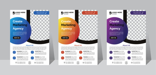 a bundle of 3 templates of a4 flyer template, modern template, in blue color, and modern design, perfect for creative professional business