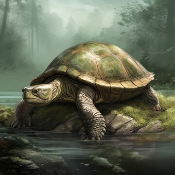 A prehistoric turtle image was generated - generative ai.