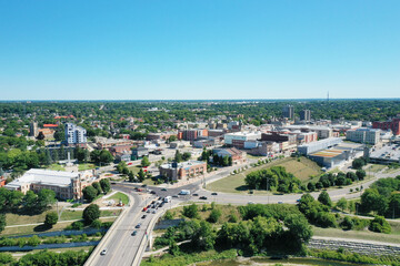Aerial of Brantford, Ontario, Canada on summer morning