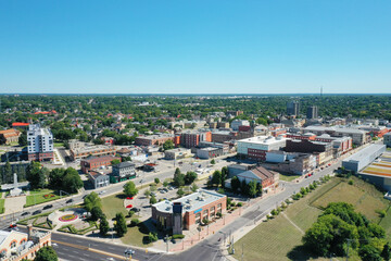 Aerial view of Brantford, Ontario, Canada on summer morning