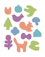 Background pattern illustration graphic of colorful, geometric, abstract form shapes.