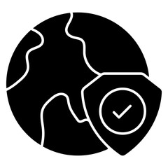 Padlock with globe, icon of global security 