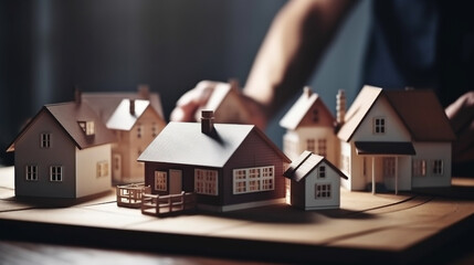 Corretor de im&oacute;veis Entregue uma amostra de uma casa modelo ao cliente, contrato de empr&eacute;stimo hipotec&aacute;rio Fazendo aluguel e comprando uma casa E contrate o conceito de seguro residencial