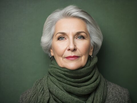 Portrait of beautiful senior woman. Generative AI