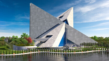 Futuristic Origami Architecture - 597579330