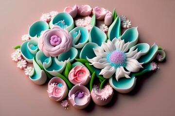 Flowers made of icing - generative ai