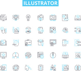 Illustrator linear icons set. Art, Design, Emotion, Color, Sketching, Brush, Line line vector and concept signs. Creativity,Rendering,Concept outline illustrations