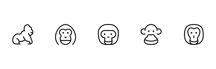 apes icon, monkey icon. flat vector and illustration, graphic, editable stroke. Suitable for website design, logo, app, template, and ui ux.