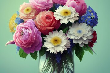 Fototapeta premium Flowers made with paint - generative ai