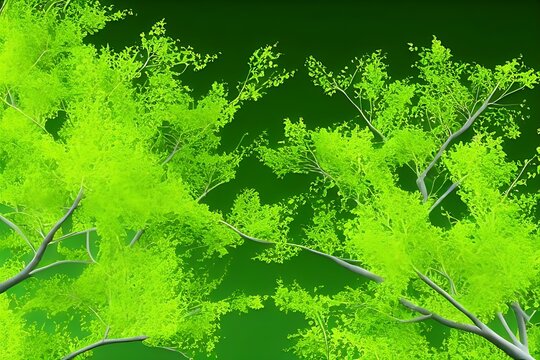 Experience the beauty of nature with this hyper-realistic 3D render of green alder trees on a white background. Intricate details bring this image to life."