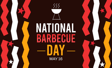 National Barbecue Day wallpaper with colorful shapes and typography. Day of Barbecue concept background