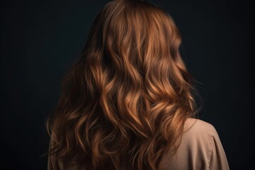 Woman from behind with layered haircut, featuring long and flowing layers or shorter choppy layers, perfect for adding texture and movement to any hairstyle - Generative AI