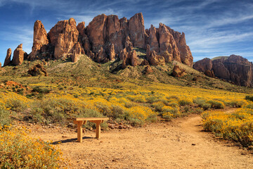A Bench At The Superstition Mountains - 597583321