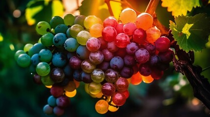 Nature's Riches: Vibrant Grapes for Winemaking. Ai generative