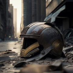 Abandoned helmet of a warrior