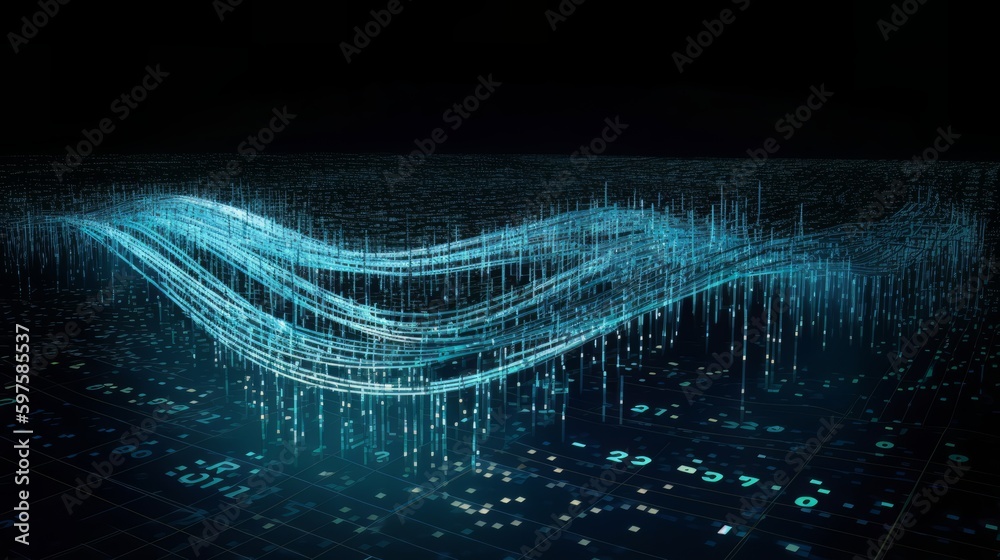Poster Big data statistics business analytics concept flow. Generative ai