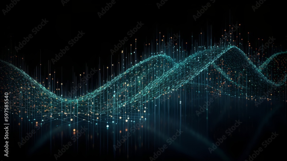 Poster Big data statistics business analytics concept flow. Generative ai