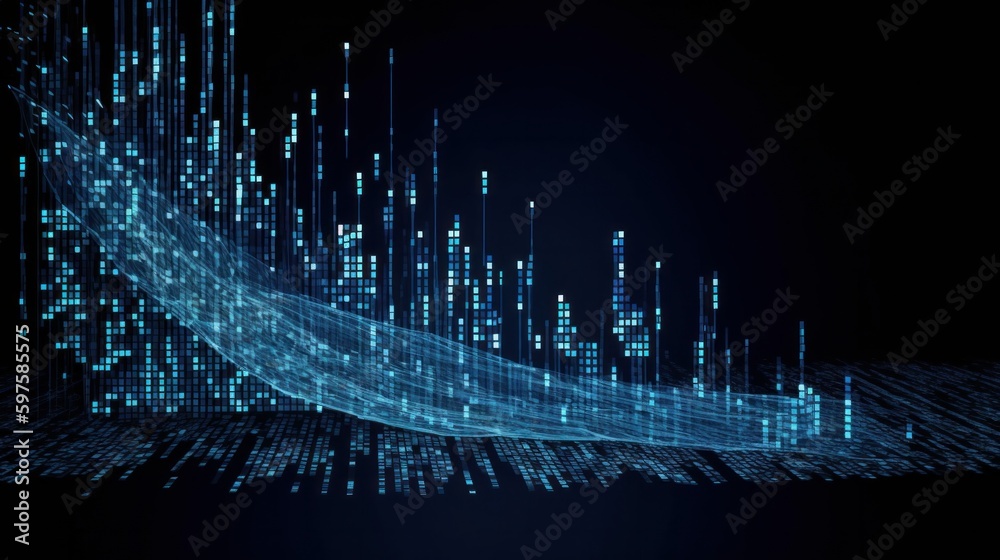 Poster Big data statistics business analytics concept flow. Generative ai