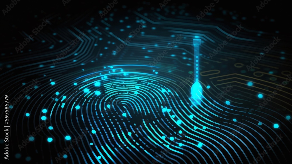 Poster digital fingerprint security concept binary digits. generative ai