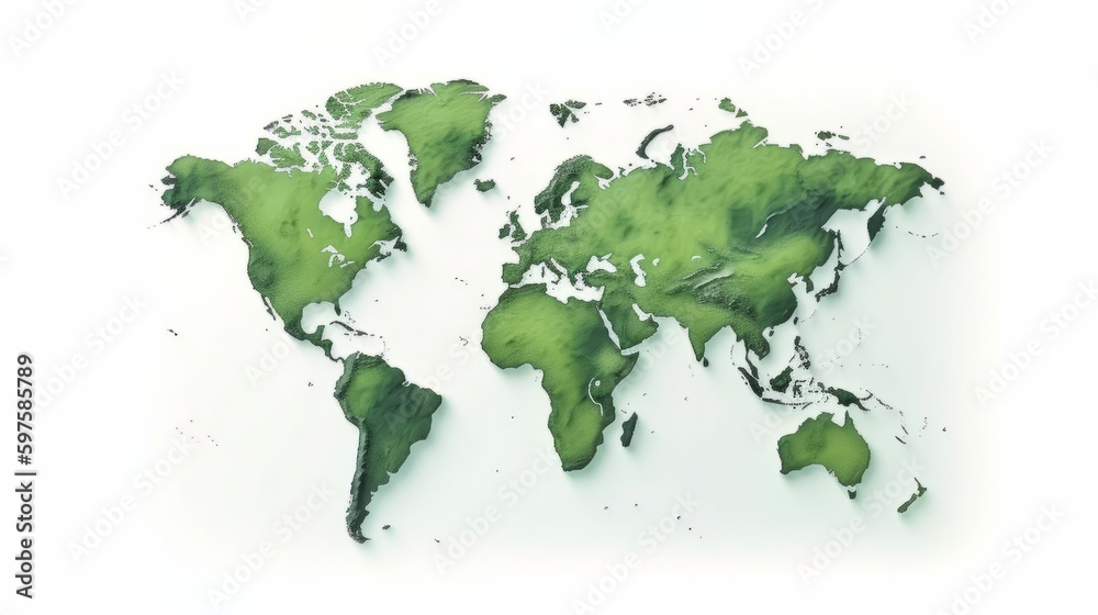 Poster Earth is isolated on white background. World map. Generative ai