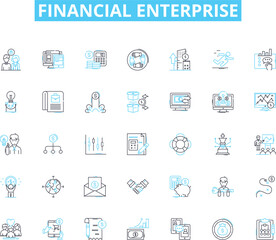 Financial enterprise linear icons set. Finance, Investment, Banking, Wealth, My, Savings, Trading line vector and concept signs. Stocks,Capital,Credit outline illustrations