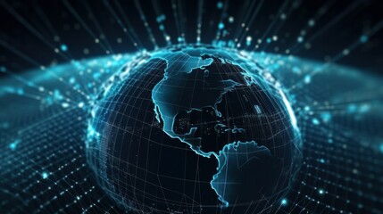 Obraz premium Futuristic cyber earth background digital world. Al generated