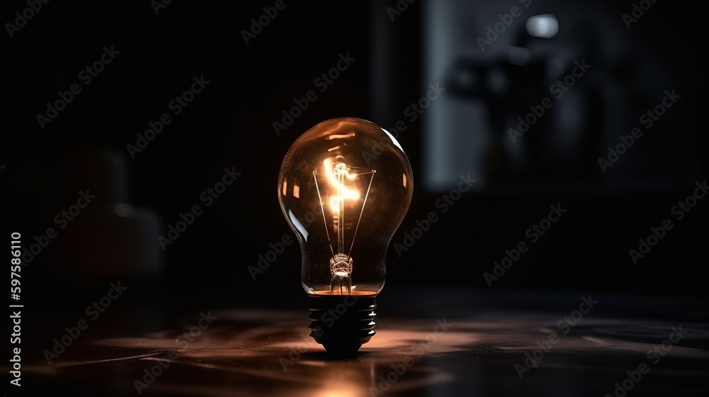 Aufkleber light bulb on dark background concept of creativity. generative ai