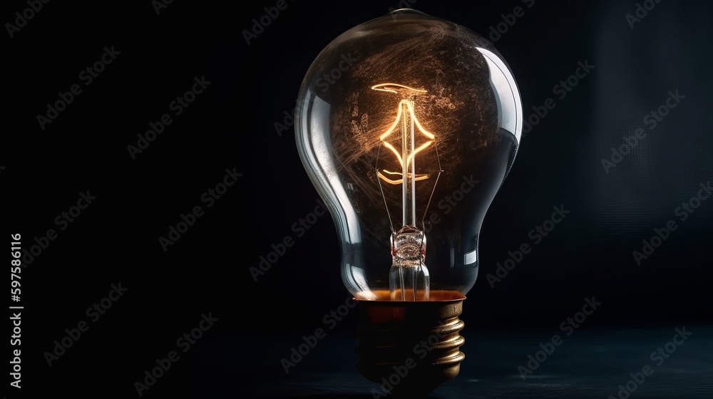 Aufkleber light bulb on dark background concept of creativity. generative ai