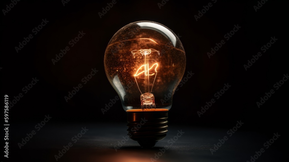 Aufkleber light bulb on dark background concept of creativity. generative ai