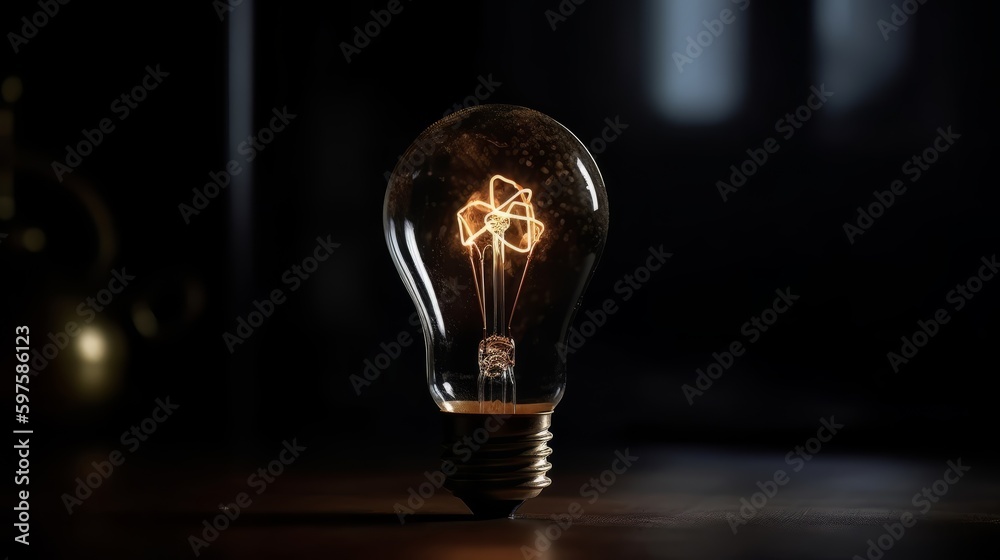 Aufkleber light bulb on dark background concept of creativity. Generative ai
