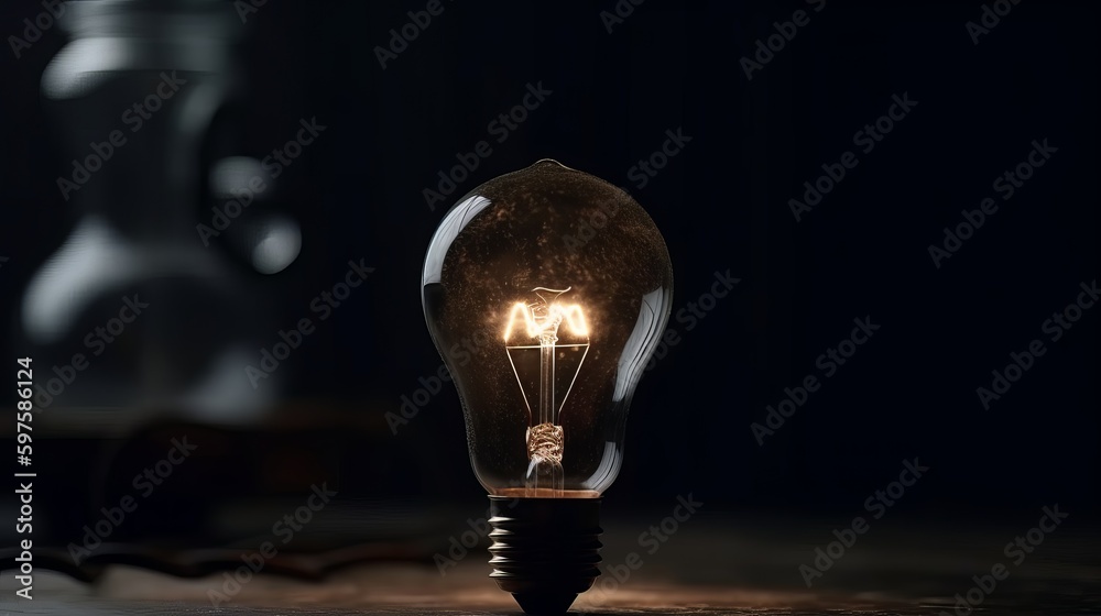 Aufkleber light bulb on dark background concept of creativity. generative ai