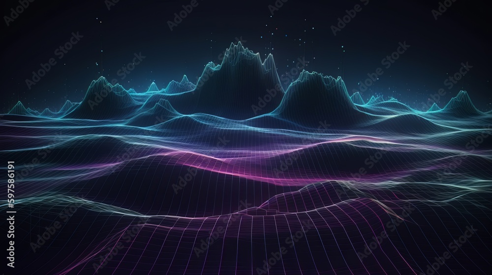 Poster Metave?rse technology background with connected dots. Generative ai