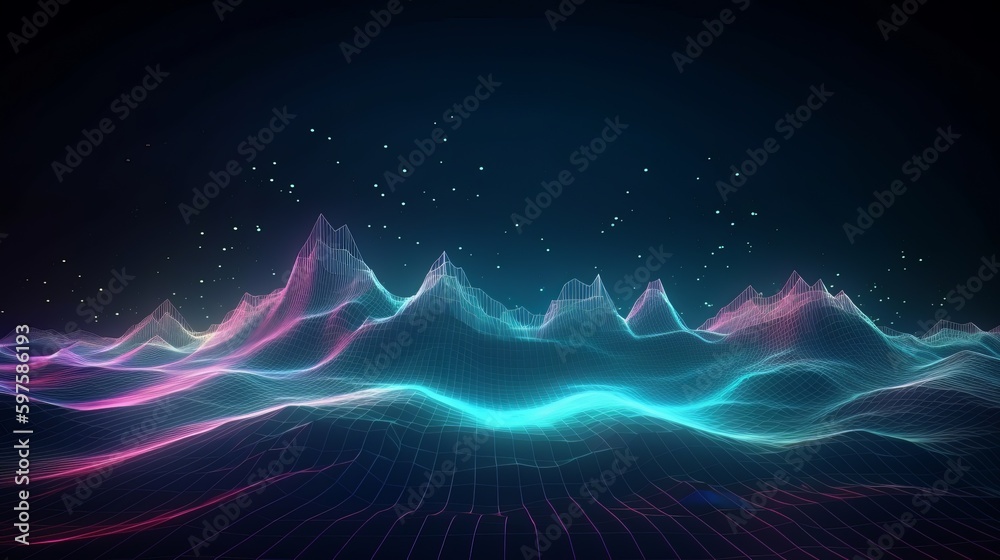 Poster Metave?rse technology background with connected dots. Generative ai