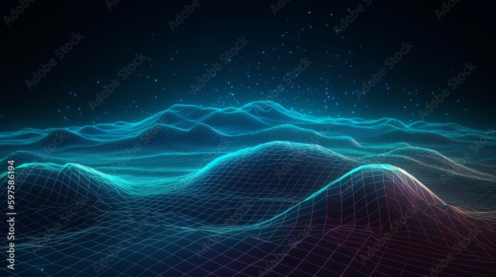Poster Metave?rse technology background with connected dots. Generative ai