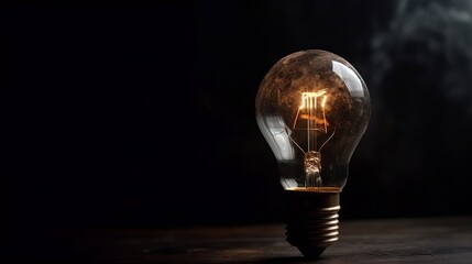 light bulb on dark background concept of creativity. Generative ai