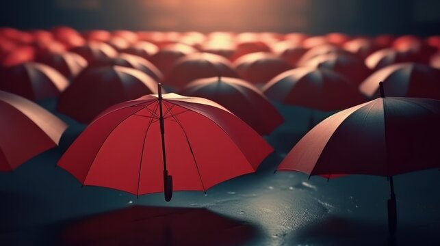 Red umbrella protect concept. Generative ai