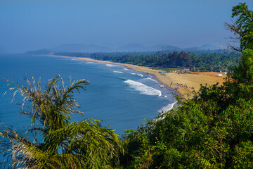 Beach   of Goa (Karnataka, Kerala) and people in water enjoying life : about 30 degree  of water and air