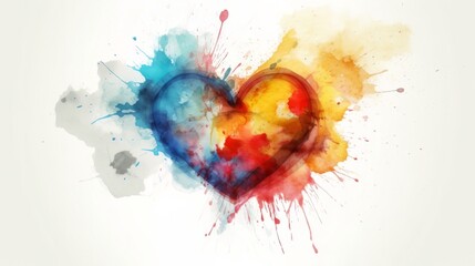 Fototapeta na wymiar Watercolor artistic heart symbol illustration. Generative ai
