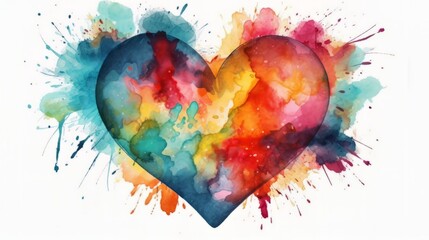 Watercolor artistic heart symbol illustration. Generative ai