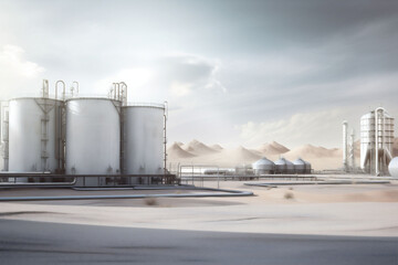Obraz premium factory industrial refinery industry fuel energy oil tank pipe gas. Generative AI.