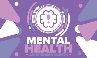 Mental Health Awareness Month in May. Annual campaign in United States. Raising awareness of mental health. Control and protection. Prevention campaign. Medical health care design. Vector illustration