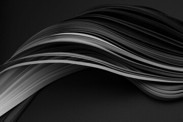 Obraz premium Black and white strip wave paper. Abstract texture light and shadow background.