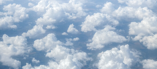 blue sky background with clouds,white fluffy clouds on blue sky in summer.Banner eco