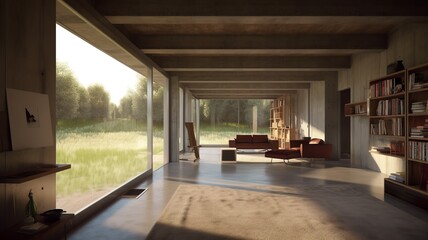 house interior under the field