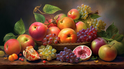 Generate a description of a beautiful realistic painting of a beautiful bouquet of exotic fruits wrapped in silk in soft pastel tones, using 200 words. Please only leave nouns and 