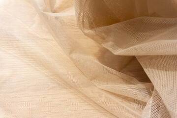 light textile, tulle, curtains, mesh fabric, drapery, structure, beige, delicate color, cute
